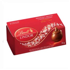 A box of lindor chocolate truffles