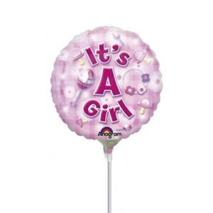 A pink balloon with the words " it's a girl ".