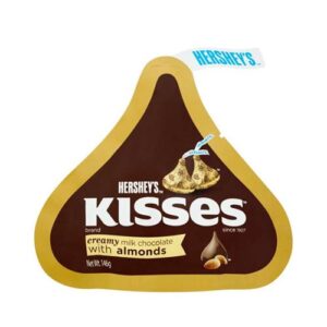 A hershey 's kisses chocolate triangle with almonds.