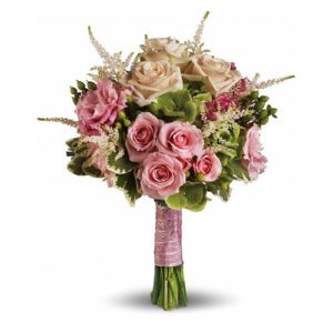 A bouquet of pink flowers is shown.