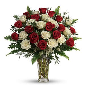 A bouquet of roses in a vase